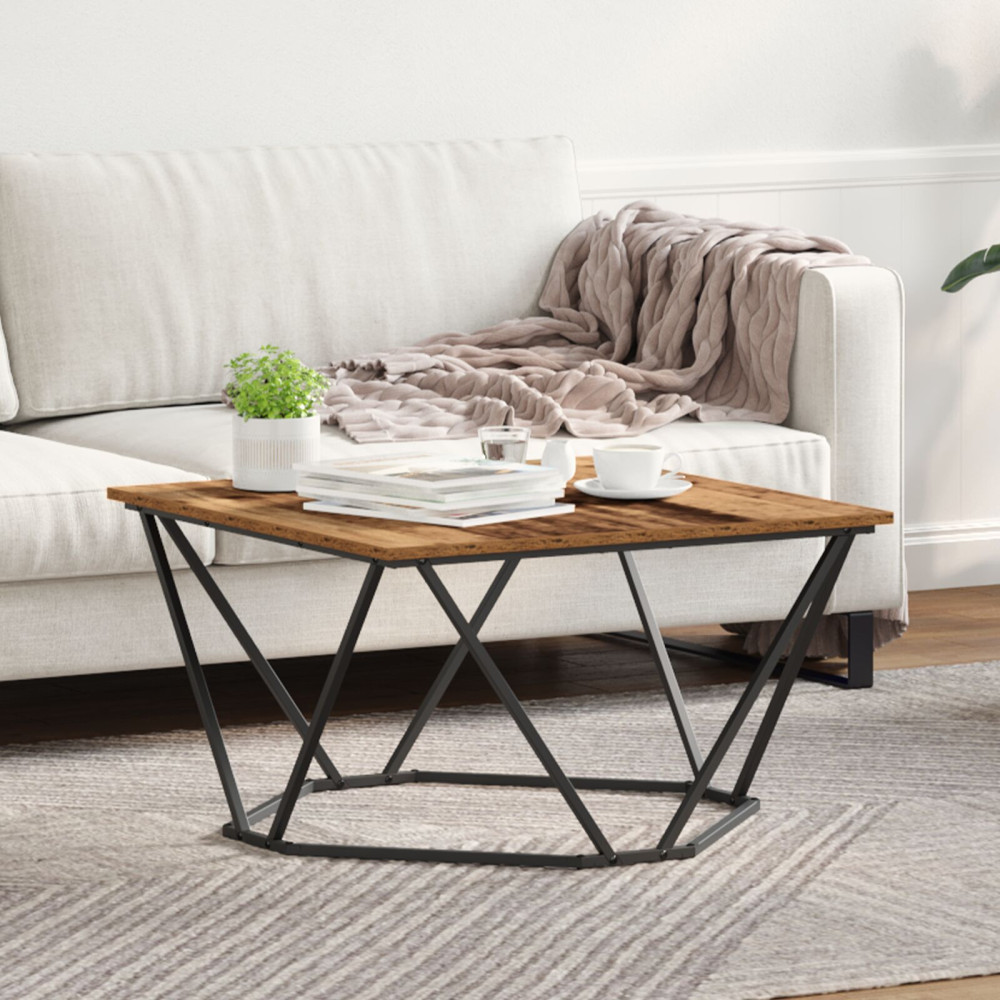 Produktbild för Kaffeebord Gammalt trä 80 x 80 x 45 cm Konstruerat trä och stål
