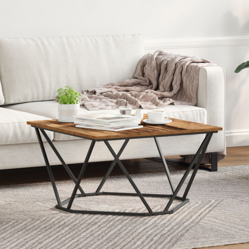 vidaXL Kaffeebord Gammalt trä 80 x 80 x 45 cm Konstruerat trä och stål
