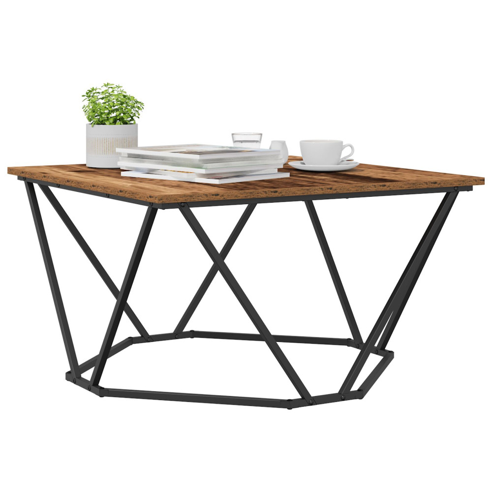 Produktbild för Kaffeebord Gammalt trä 80 x 80 x 45 cm Konstruerat trä och stål