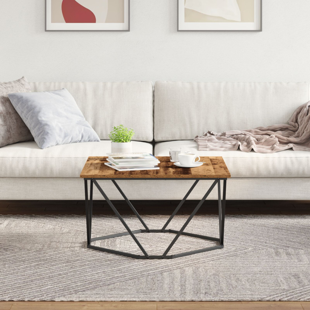 Produktbild för Kaffeebord Gammalt trä 80 x 80 x 45 cm Konstruerat trä och stål