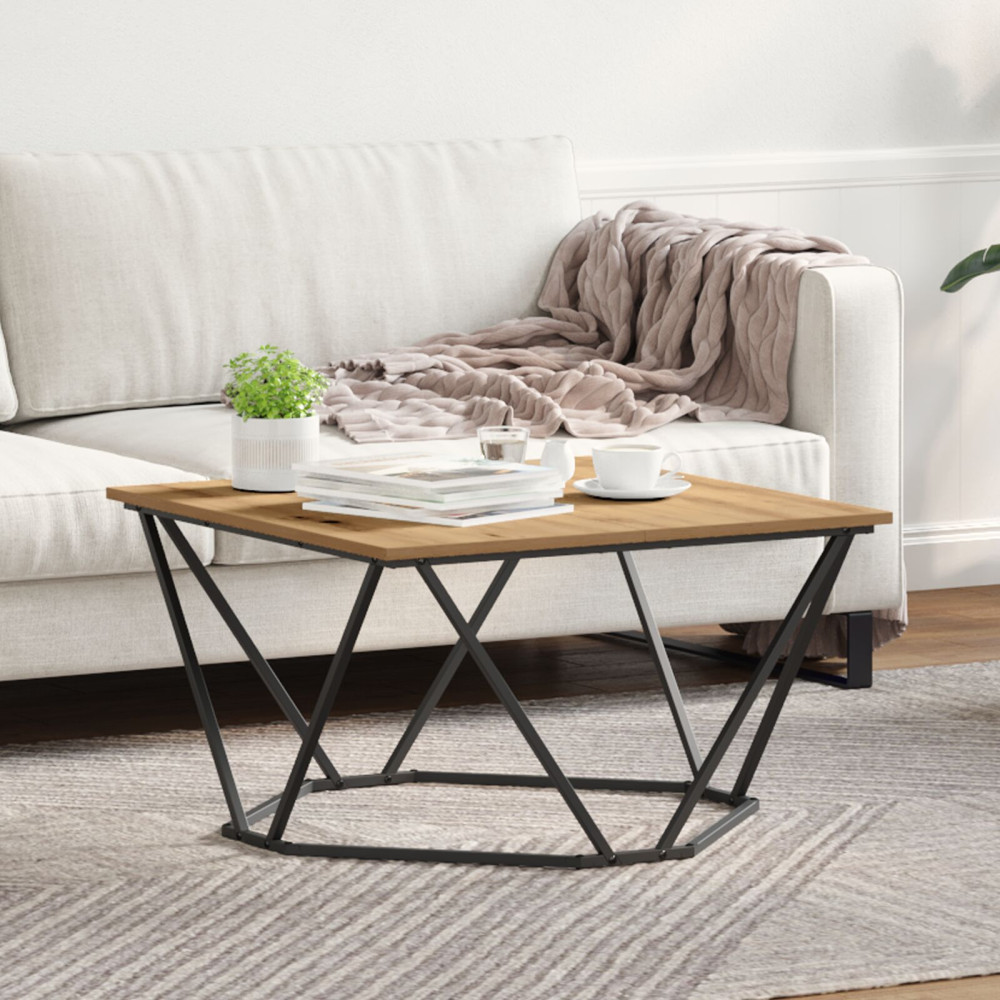 Produktbild för Kaffeebord Artisan Ek 80 x 80 x 45 cm Konstruerat trä och stål