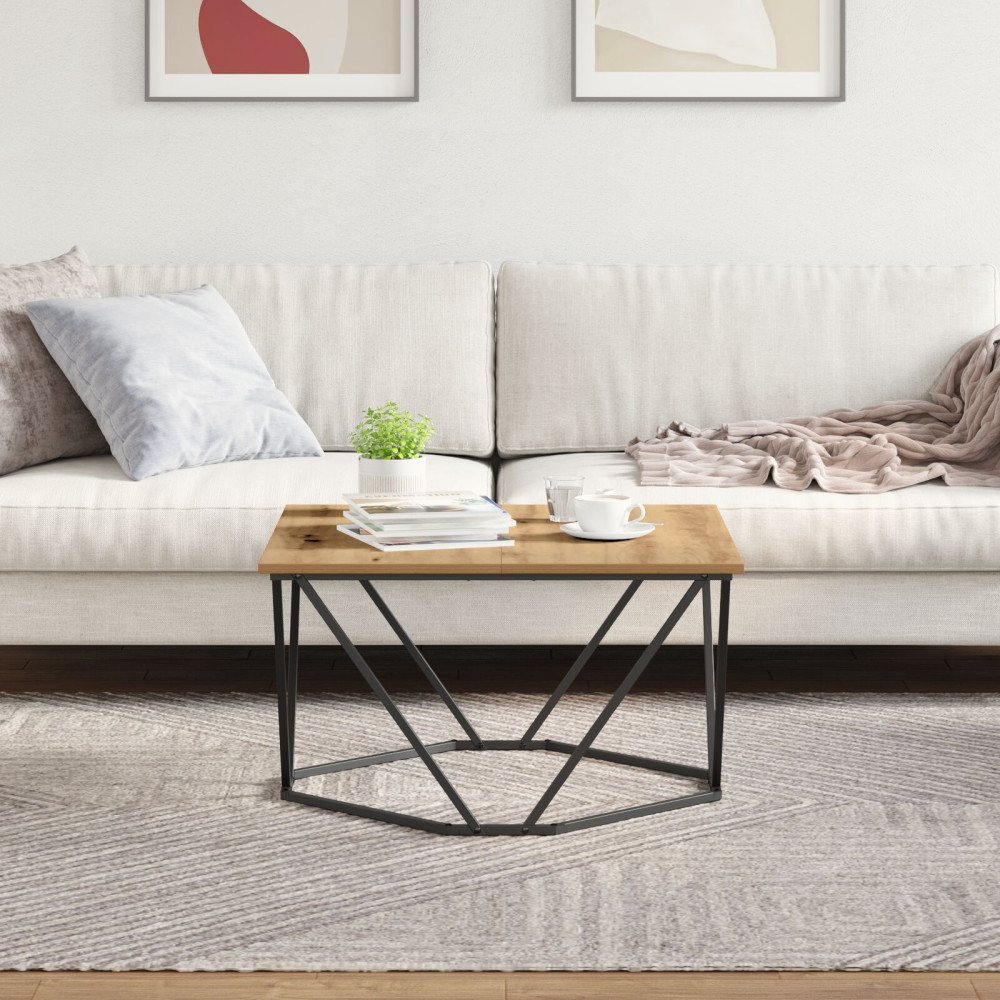 Produktbild för Kaffeebord Artisan Ek 80 x 80 x 45 cm Konstruerat trä och stål