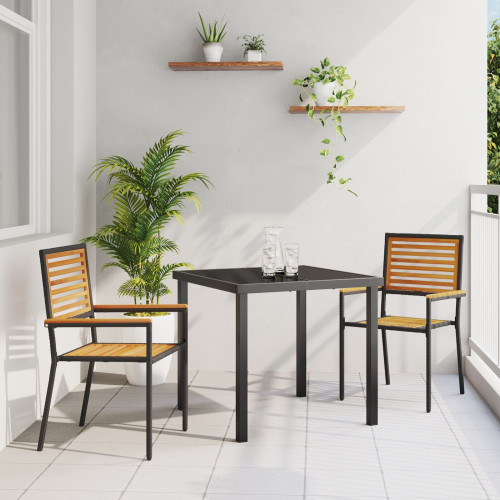 vidaXL Trädgårds stapelbara stolar 2 pcs Brun och svart