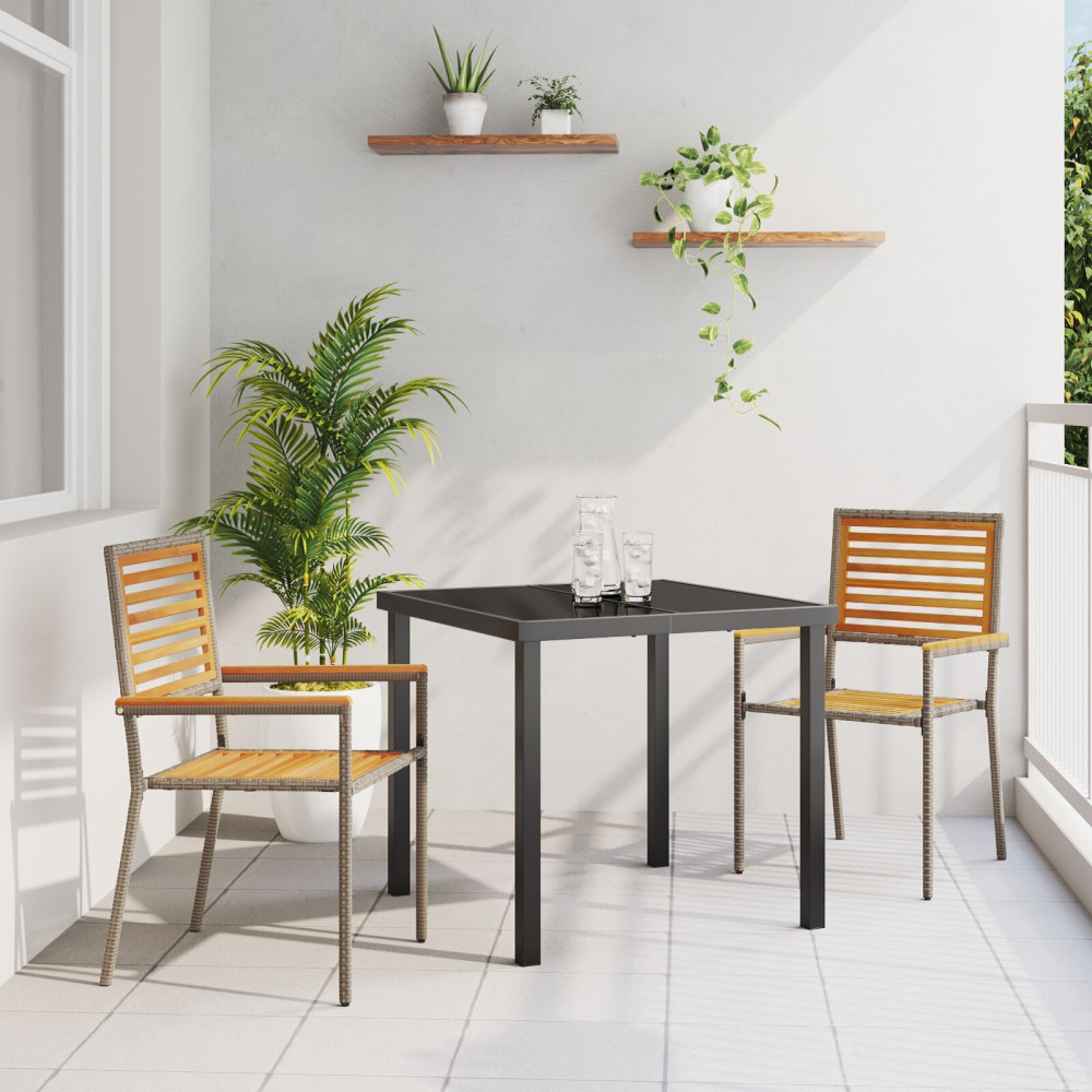 Produktbild för Trädgårds stapelbara stolar 2 pcs Brun och Grå 54 x 56 x 90 cm