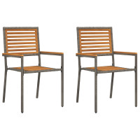 Produktbild för Trädgårds stapelbara stolar 2 pcs Brun och Grå 54 x 56 x 90 cm