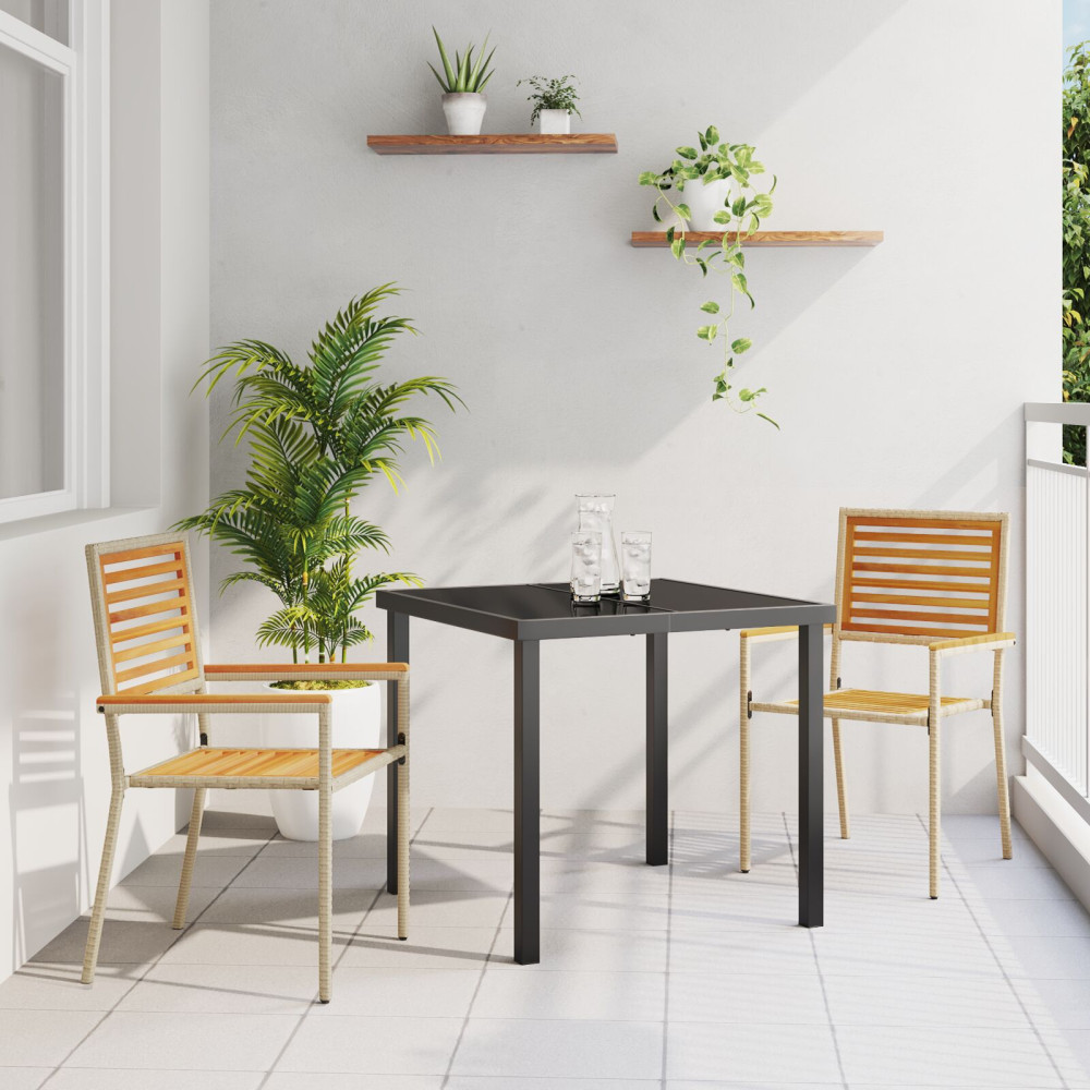 Produktbild för Trädgårds stapelbara stolar 2 pcs Brun och beige