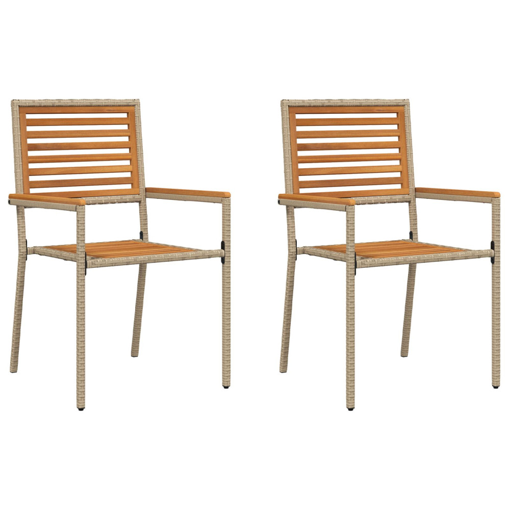 Produktbild för Trädgårds stapelbara stolar 2 pcs Brun och beige