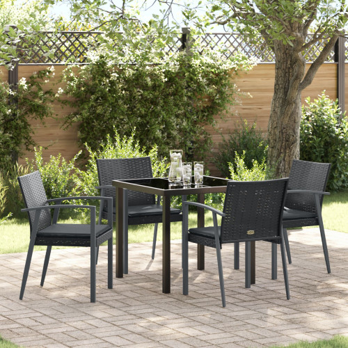vidaXL Trädgårdsmöbelset 5 pcs Svart och Grå PE Rattan