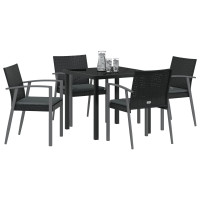 Produktbild för Trädgårdsmöbelset 5 pcs Svart och Grå PE Rattan