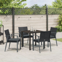 Produktbild för Trädgårdsmöbelset 5 pcs Svart och Grå PE Rattan