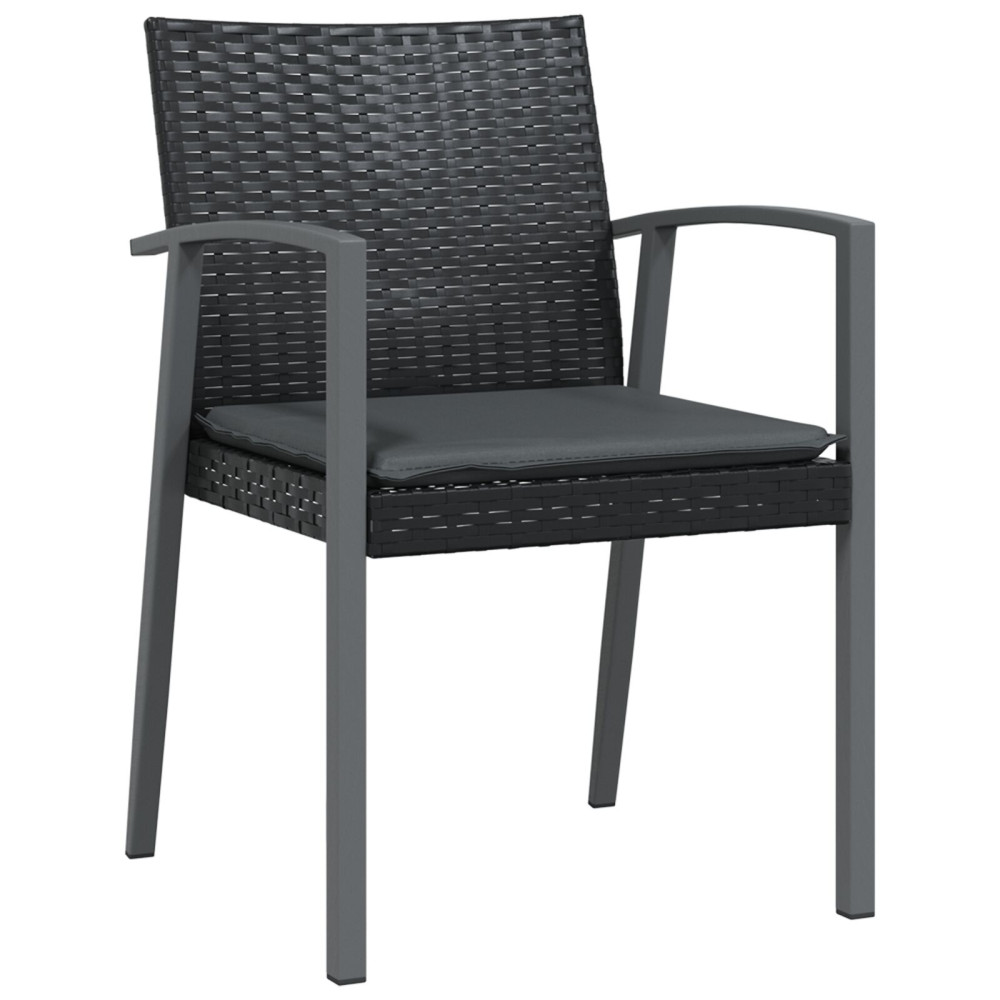 Produktbild för Trädgårdsmöbelset 5 pcs Svart och Grå PE Rattan
