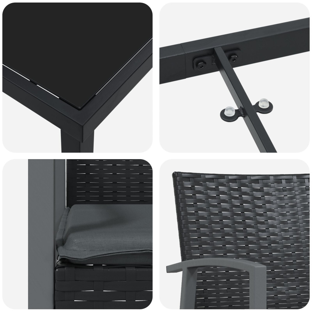 Produktbild för Trädgårdsmöbelset 5 pcs Svart och Grå PE Rattan