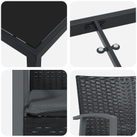 Produktbild för Trädgårdsmöbelset 5 pcs Svart och Grå PE Rattan
