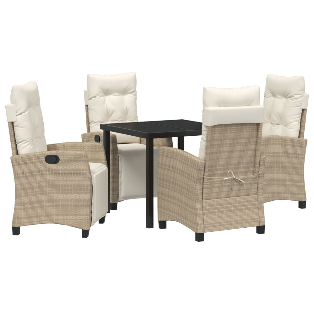 Produktbild för Trädgårdsmöbelset med kudde 5 pcs Beige konstrotting