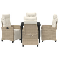 Produktbild för Trädgårdsmöbelset med kudde 5 pcs Beige konstrotting