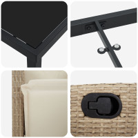Produktbild för Trädgårdsmöbelset med kudde 5 pcs Beige konstrotting
