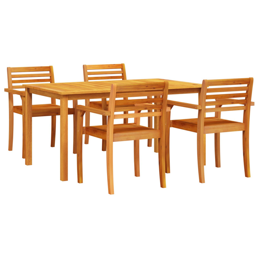 Produktbild för Trädgårdsmöbelset 5 pcs Brun Massivt Akaciaträ