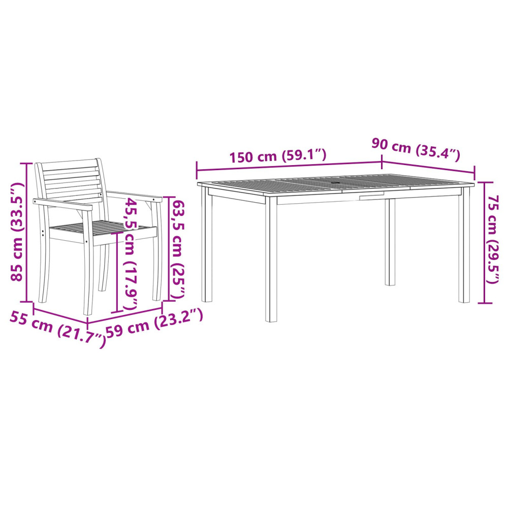 Produktbild för Trädgårdsmöbelset 7 pcs Brun Massivt Akaciaträ