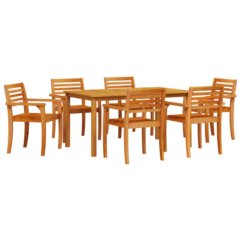 Produktbild för Trädgårdsmöbelset 7 pcs Brun Massivt Akaciaträ