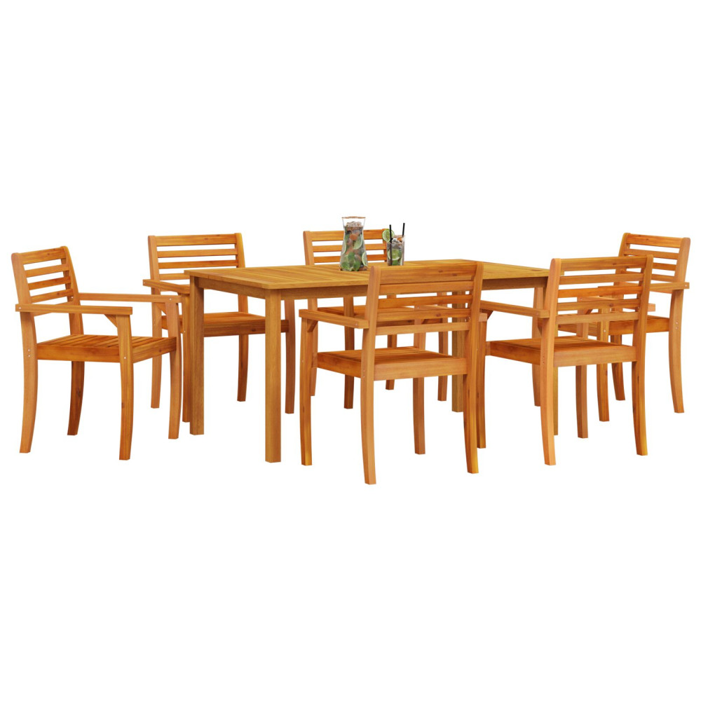 Produktbild för Trädgårdsmöbelset 7 pcs Brun Massivt Akaciaträ