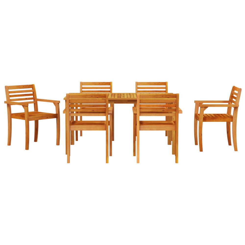 Produktbild för Trädgårdsmöbelset 7 pcs Brun Massivt Akaciaträ