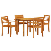 Produktbild för Trädgårdsmöbelset 5 pcs Brun Massivt Akaciaträ