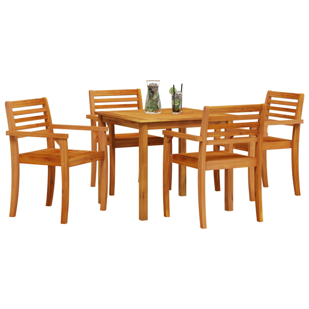 Produktbild för Trädgårdsmöbelset 5 pcs Brun Massivt Akaciaträ