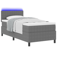 Produktbild för LED Box Säng Ljusgrå och vit. 80 x 200 cm Kordread tyg