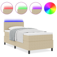 Produktbild för LED Box Säng Ljusgrå och vit. 80 x 200 cm Kordread tyg