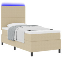 Produktbild för LED Box Säng Ljusgrå och vit. 80 x 200 cm Kordread tyg