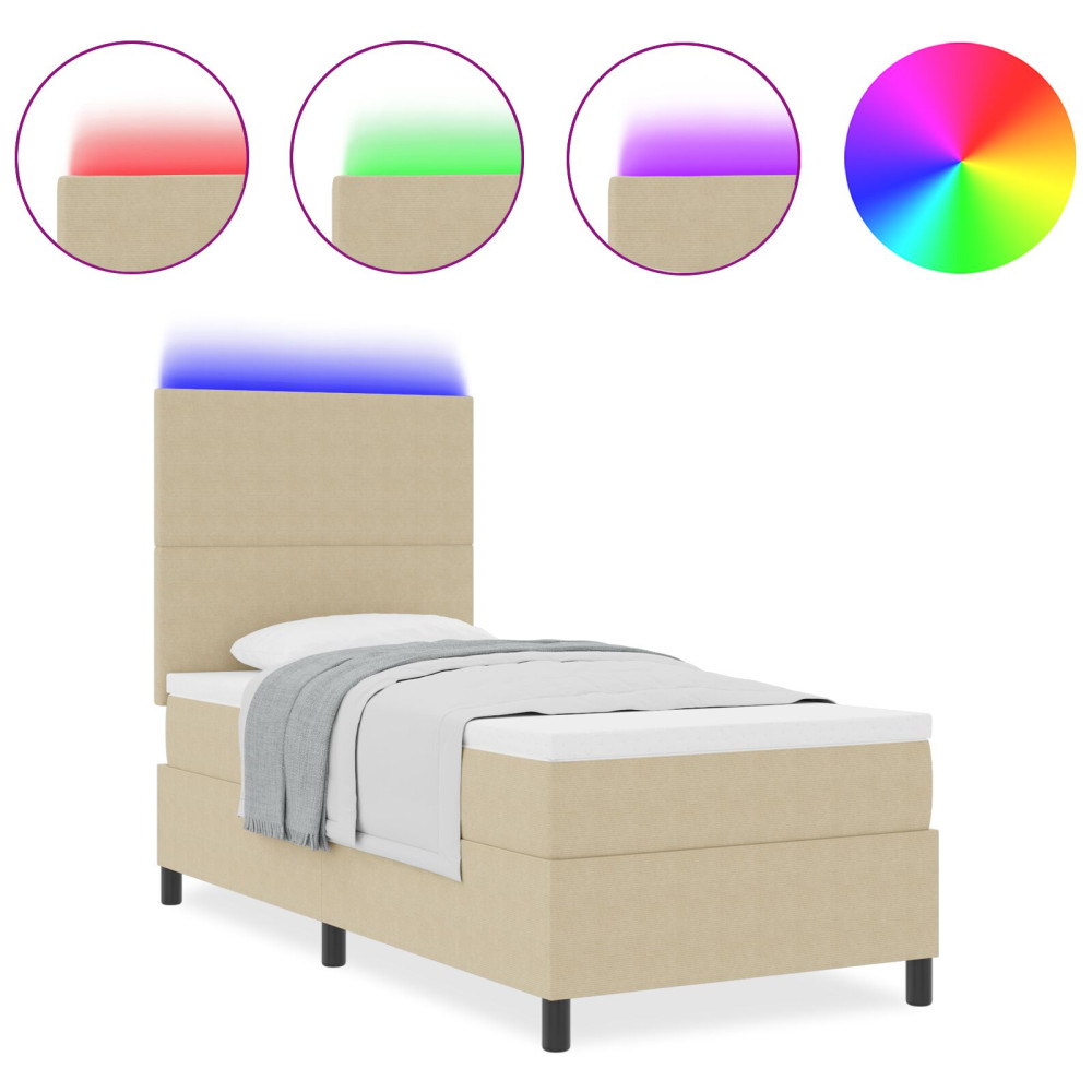 Produktbild för LED Box Säng Ljusgrå och vit. 80 x 200 cm Kordread tyg