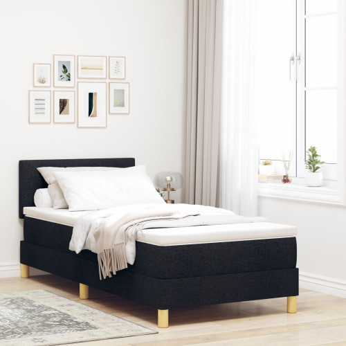 vidaXL Bäddfjäder med kudde med huvudgavel Svart 80 x 200 cm tyg
