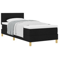 Produktbild för Bäddfjäder med kudde med huvudgavel Svart 80 x 200 cm tyg