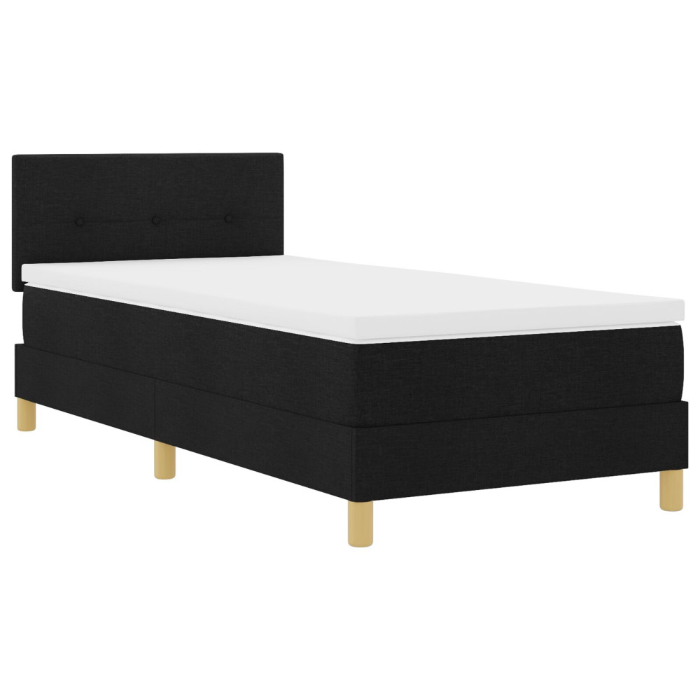 Produktbild för Bäddfjäder med kudde med huvudgavel Svart 80 x 200 cm tyg
