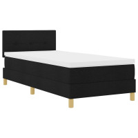 Produktbild för Bäddfjäder med kudde med huvudgavel Svart 80 x 200 cm tyg