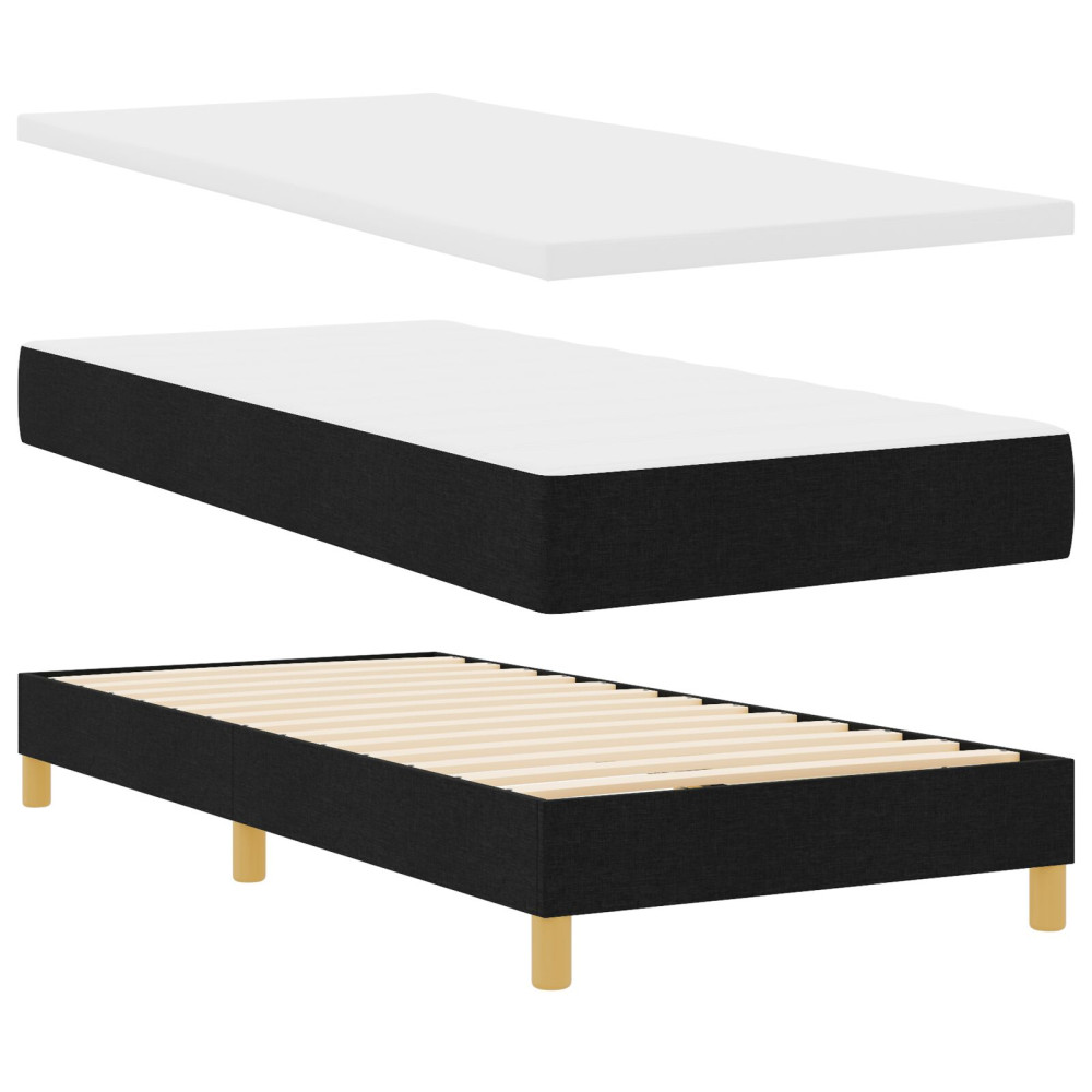 Produktbild för Bäddfjäder med kudde med huvudgavel Svart 80 x 200 cm tyg