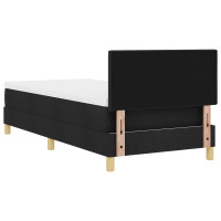 Produktbild för Bäddfjäder med kudde med huvudgavel Svart 80 x 200 cm tyg