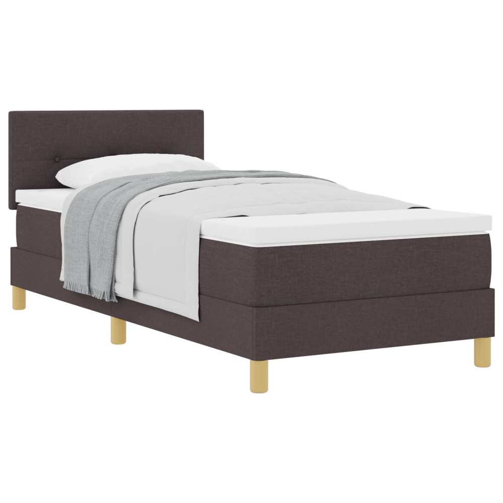 Produktbild för Bäddfjäder med kudde med huvudgavel Mörkbrun 90 x 190 cm tyg