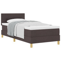 Produktbild för Bäddfjäder med kudde med huvudgavel Mörkbrun 90 x 190 cm tyg