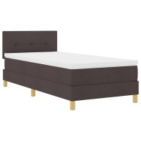 Produktbild för Bäddfjäder med kudde med huvudgavel Mörkbrun 90 x 190 cm tyg