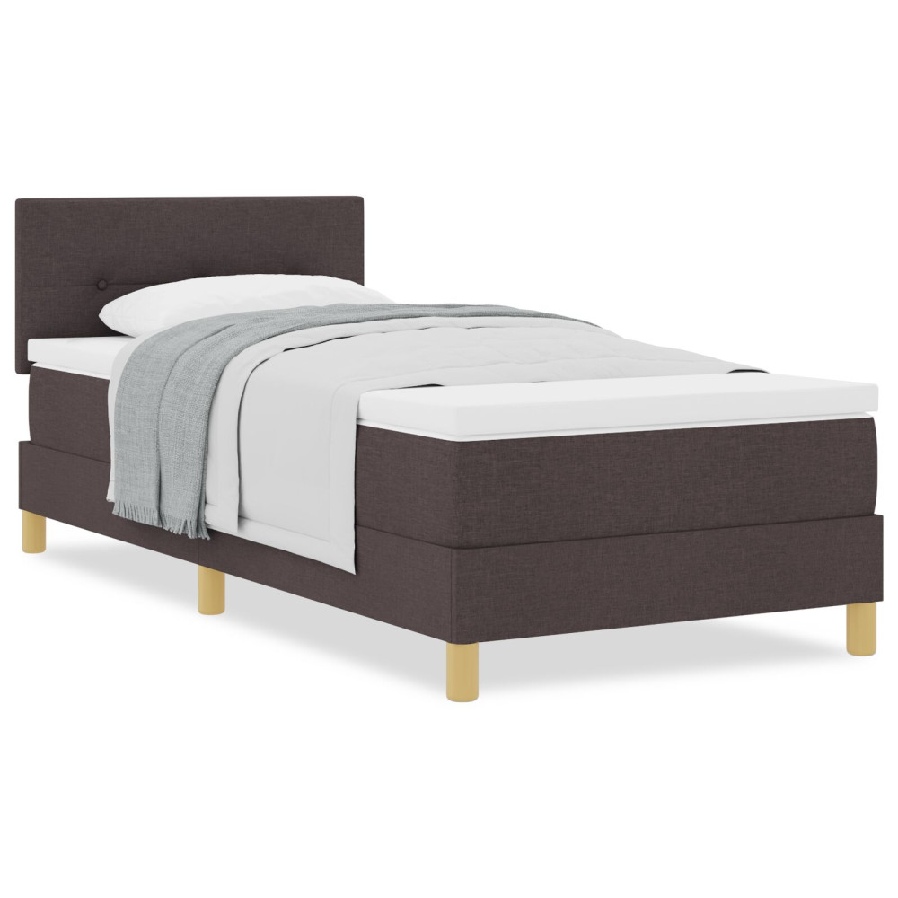 Produktbild för Bäddfjäder med kudde med huvudgavel Mörkbrun 90 x 190 cm tyg