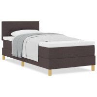 Produktbild för Bäddfjäder med kudde med huvudgavel Mörkbrun 90 x 190 cm tyg