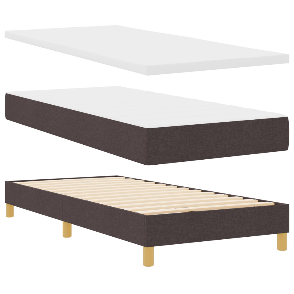 Produktbild för Bäddfjäder med kudde med huvudgavel Mörkbrun 90 x 190 cm tyg
