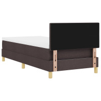 Produktbild för Bäddfjäder med kudde med huvudgavel Mörkbrun 90 x 190 cm tyg