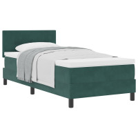 Produktbild för Bäddfjäder med huvudgavel Mörkgrön 90 x 190 cm Sammet
