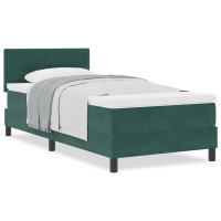 Produktbild för Bäddfjäder med huvudgavel Mörkgrön 90 x 190 cm Sammet