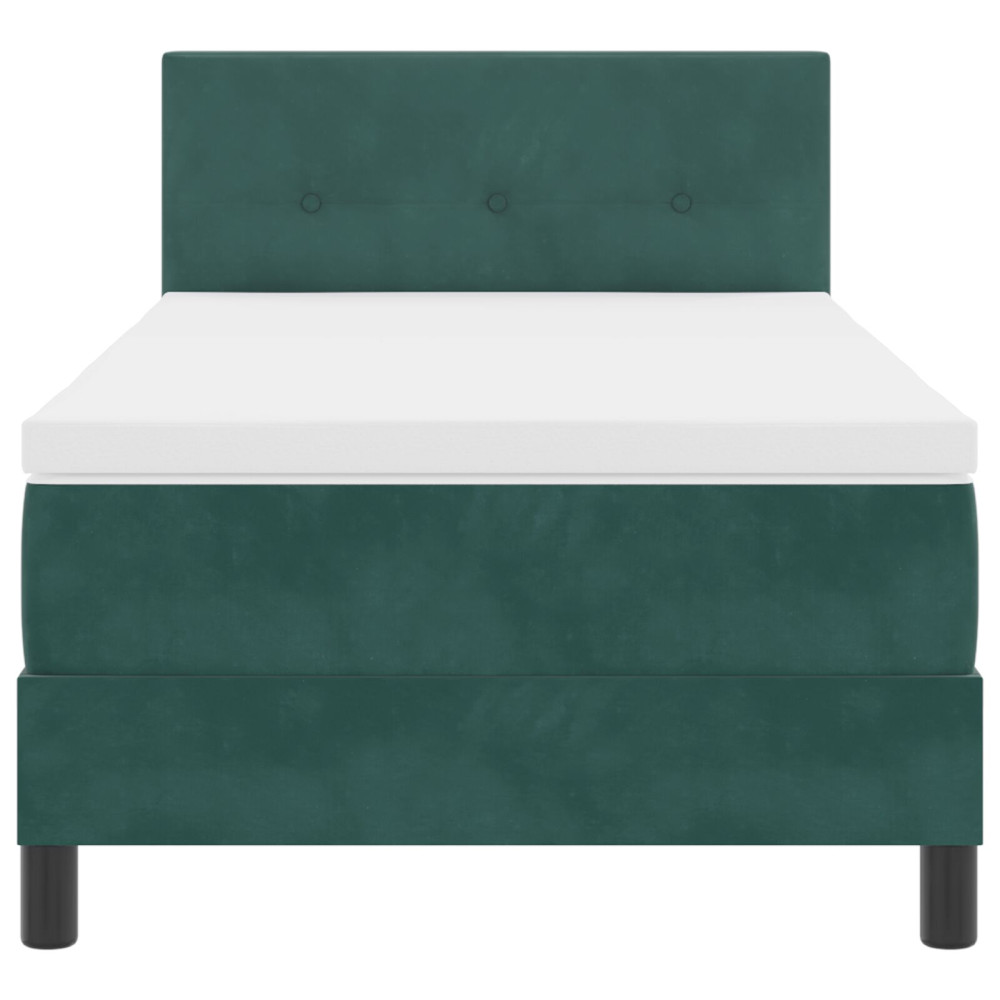 Produktbild för Bäddfjäder med huvudgavel Mörkgrön 90 x 190 cm Sammet