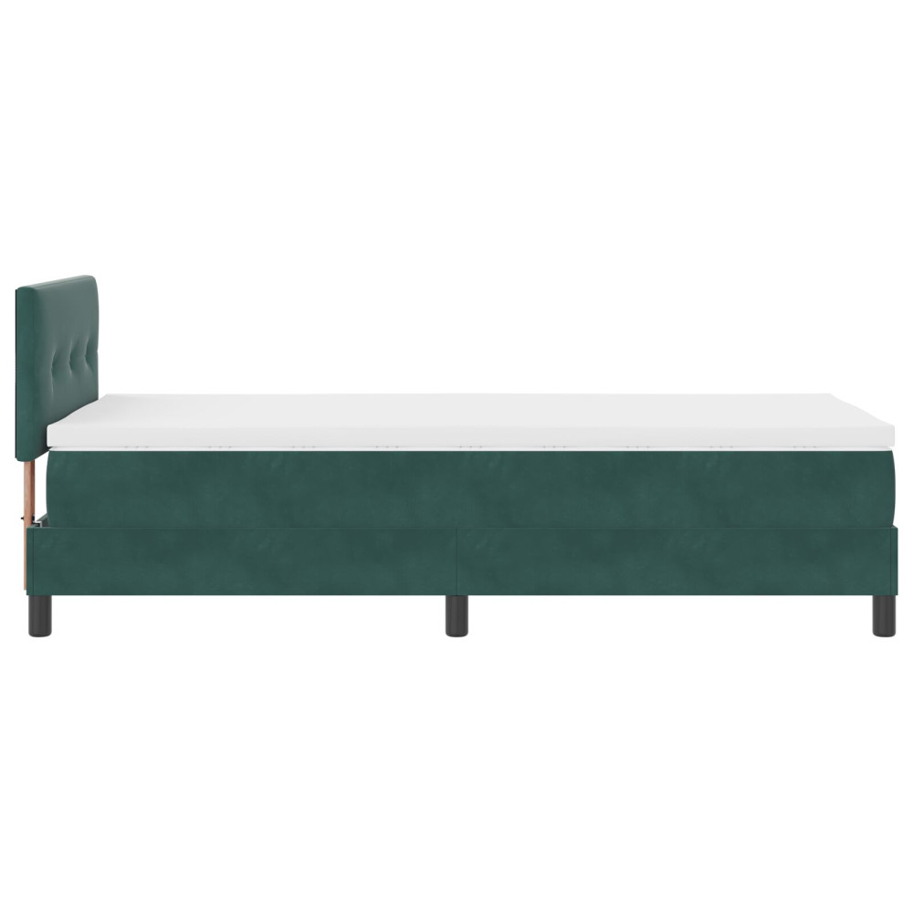 Produktbild för Bäddfjäder med huvudgavel Mörkgrön 90 x 190 cm Sammet