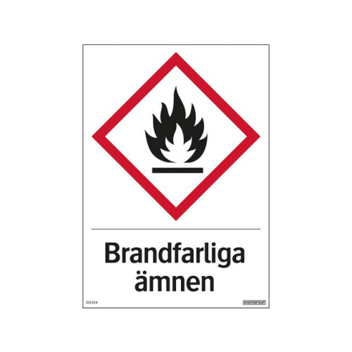 SYSTEMTEXT Skylt Brandfarliga ämnen 210x297mm