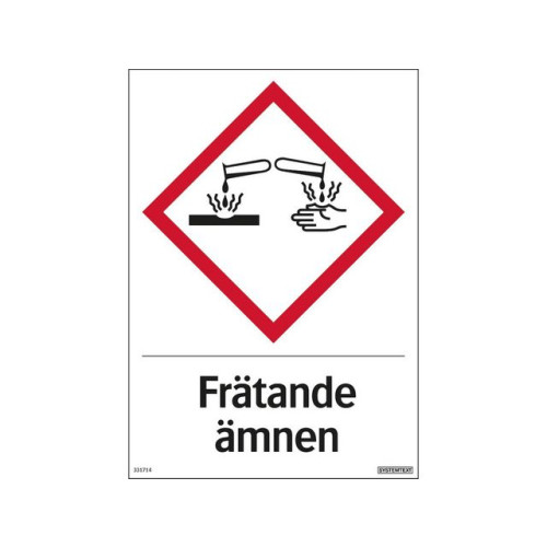 SYSTEMTEXT Skylt Frätande ämnen 210x297mm